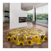 Laro Rund 140 cm Wachstuchtischdecke Tischdecke Abwaschbar PVC Sonnenblumen