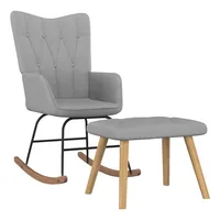 VidaXL Schaukelsessel mit Hocker Hellgrau Stoff