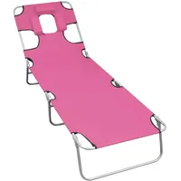 VidaXL Klappbare Sonnenliege mit Kopfkissen Stahl Magento Rosa