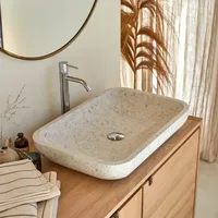 Tikamoon Rechteckiges Waschbecken Cilas aus Premium-Terrazzo Moon