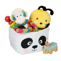 Relaxdays Aufbewahrungskorb Filz, Panda-Motiv, Filzkorb Kinder, faltbar, HBT: 24x27x18