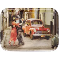 Lashuma Serviertablett eckig 31x23 cm, Geschirrtablett Melamin, Küchentablett braun