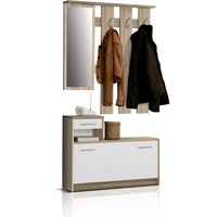Forte Foxi Kompaktgarderobe inklusive Spiegel, Holzwerkstoff, Sonoma Eiche Dekor,