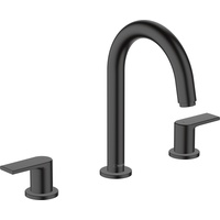 Hansgrohe Vernis Shape 3-Loch Waschtischarmatur mit Zugstangen-Ablaufgarnitur, Mattschwarz