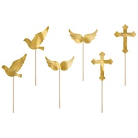 Partydeco Mellilu Erstkommunion Taufe Cake Topper Gold 8,5 cm