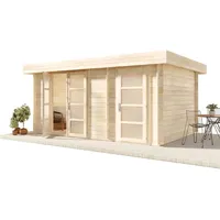 Alpholz Gartenhaus Modern-E Flachdach Unbehandelt 422 cm x 359