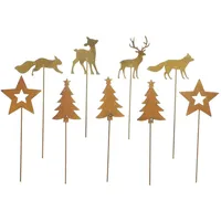 Dekoleidenschaft 9 Dekostecker "Winterwald" aus Metall in Rost-Optik, für