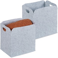 Relaxdays Aufbewahrungskorb aus Filz, 2er Set, HBT: 36 x