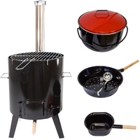 Lemodo Gulaschkanone, Raketenofen mit Gulaschtopf, Glühweinkocher mit Suppenkelle, Grillgitter