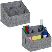 Relaxdays Schreibtisch Organizer, Filz, 2er Set, 3 Fächer, H