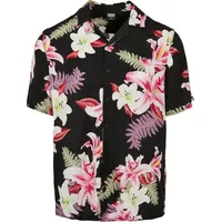 URBAN CLASSICS Viscose Aop Resort Kurzarmhemd Dark jungle XS