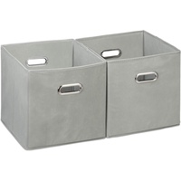 Relaxdays Aufbewahrungsbox 2er Set, Regalkorb ohne Deckel, mit Griff,