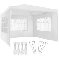 TecTake Pavillon Baraban 3x3m mit 3 Seitenteilen - weiß