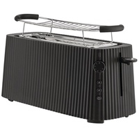 Alessi Plissé Langer Toaster mit Brötchenaufsatz, Toaster, Schwarz