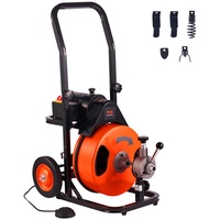 Vevor Elektrische Rohrreinigungsmaschine 220V Rohrreiniger 30mx9,5mm Stahlkabel Rohrreinigungsspirale 1500U/min