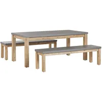 Beliani Gartenmöbel Set OSTUNI Grau Tisch 2 Bänken /