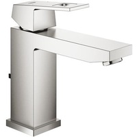 Grohe Eurocube Waschtischarmatur M-Size, mit Ablaufgarnitur, supersteel