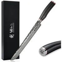 Wakoli EBO Damast Fleischmesser Tanto 27cm Klinge schwarzer Eichenholzgriff