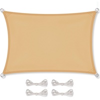 Celinasun Sonnensegel wasserdicht PES Rechteck 3,5x5m Sand beige UPF