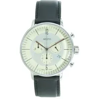 ARISTO Herren Uhr Chronograph Edelstahl 4H177 Leder | Gr.: