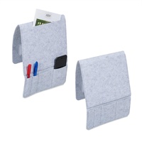 Relaxdays Betttasche, 2er Set, 5 Fächer, Klettverschluss, Aufbewahrung für