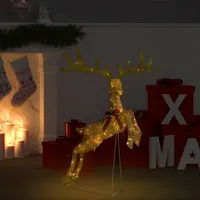 VidaXL LED-Rentier Fliegend Weihnachtsdeko 120 LEDs Gold Warmweiß
