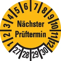 Dreifke Dreifke® Prüfplakette Nächster Prüftermin 27-30, gelb, Folie, ablösbar,
