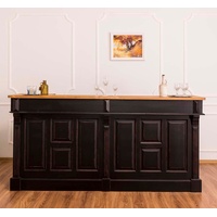 Casa Padrino Landhausstil Thekenschrank Antik Schwarz / Naturfarben 240