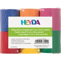 Heyda Kreppbänder Grundfarben, 5 cm, 6x 10 m