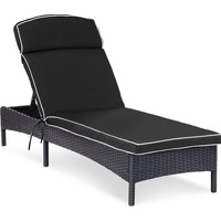 Uniprodo Sonnenliege - schwarz - Rattan - verstellbare Rückenlehne