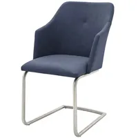 Höffner Esszimmerstuhl mit Kunstlederbezug ¦ blau ¦ Maße (cm):