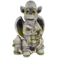 Kremers Schatzkiste Drachenkind Feuerwehrmann Gartenfigur - Süße Deko Poly