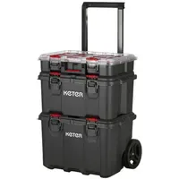 KETER Stack n Roll Werkzeugkasten unbestückt Schwarz 52,5x41,1x69,4 cm