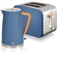 Swan STP2090BLUNEU Set Frühstückskocher, kabellos, 1,7L Toaster Breitschlitz 2