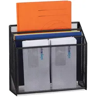 Relaxdays Dokumentenhalter, mit 3 Ablagen, für Schreibtisch, Metall, HBT