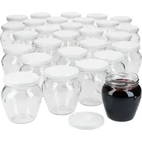 Mambocat 75er Set Marmeladengläser 212ml Twist-Off-Deckel TO63 weiß Einmachgläser