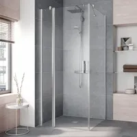 Kermi Pega Pendeltür mit Festfeld PE1NL09018VAK 90x185cm, silber hochglanz,