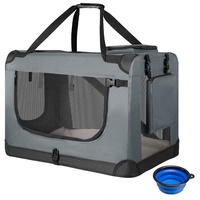 Juskys Hundetransportbox Lassie S (grau) faltbar mit Decke, -