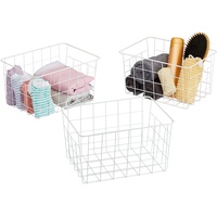 Relaxdays Drahtkorb 3er Set, rechteckig, Gitterkorb zur Aufbewahrung, HBT: