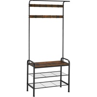 Tectake tectake® Garderobenständer, Industrial Style, mit Sitzfläche, 2 Gitterablagen