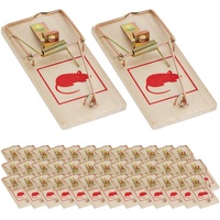 Relaxdays Mausefalle 40er Set, klassische Mäusefallen, wiederverwendbar, giftfrei, Schlagfalle,
