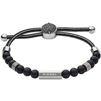 Diesel Armband Für Männer Perlen, 16.5Cm-25Cm Schwarzes Halbedelstein-Armband, DX1151040
