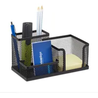 Relaxdays Schreibtisch-Organizer schwarz Metall 3 Fächer 18,5 x 9,5