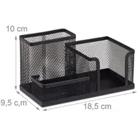 Relaxdays Schreibtisch-Organizer schwarz Metall 3 Fächer 18,5 x 9,5