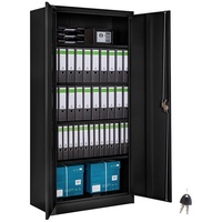 TecTake tectake® Aktenschrank Stahl, Schwarz