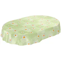 ANRO Wachstuchtischdecke Wachstuch Wachstischdecke Tischdecke Kamille Patchwork Grün Oval