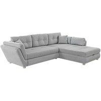 JOB Ecksofa Eckgarnitur Couch Wohnlandschaft Sofa Webstoff grau Kissen