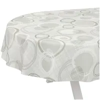 ANRO Tischdecke Wachstuch abwaschbar Wachstuchtischdecke Wachstischdecke Kreise Geometrie Weiß