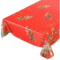 ANRO Wachstuchtischdecke Wachstuch Wachstischdecke Tischdecke Weihnachten Weihnachtsmann Rot Sterne