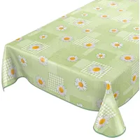 ANRO Wachstuchtischdecke Wachstuch Wachstischdecke Tischdecke Kamille Patchwork Grün 180x140cm
